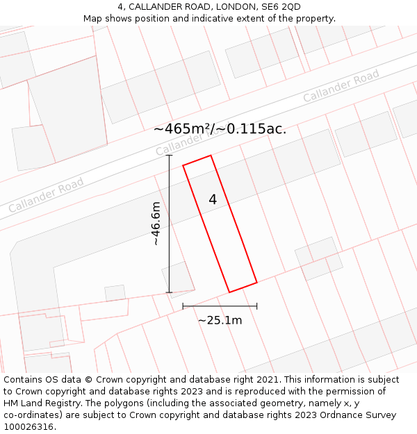 4, CALLANDER ROAD, LONDON, SE6 2QD: Plot and title map