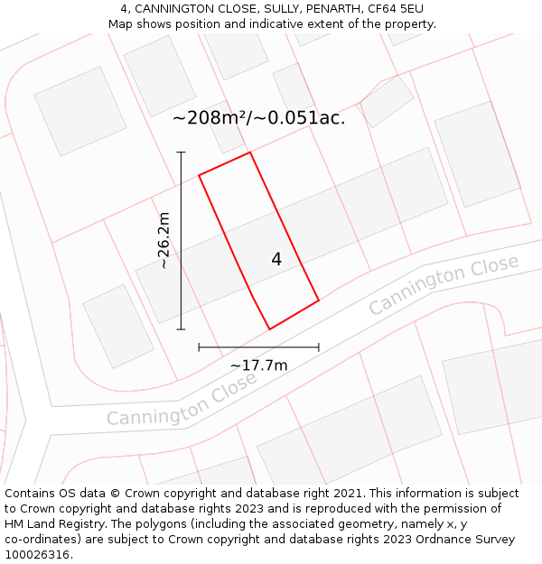 4, CANNINGTON CLOSE, SULLY, PENARTH, CF64 5EU: Plot and title map