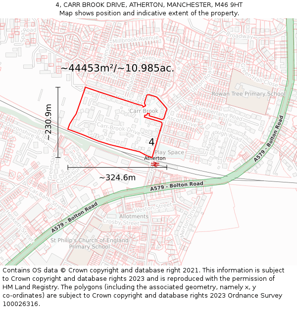 4, CARR BROOK DRIVE, ATHERTON, MANCHESTER, M46 9HT: Plot and title map