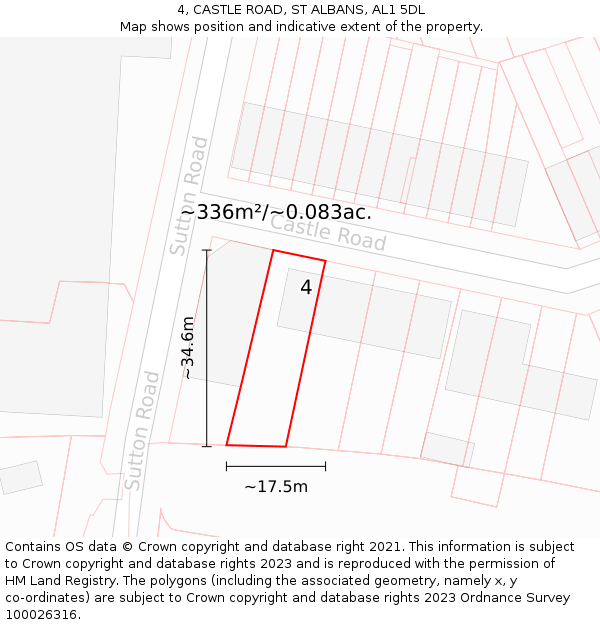 4, CASTLE ROAD, ST ALBANS, AL1 5DL: Plot and title map