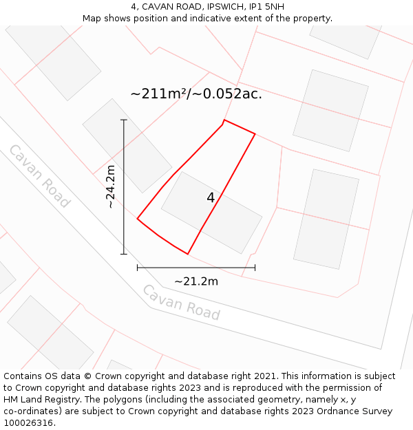 4, CAVAN ROAD, IPSWICH, IP1 5NH: Plot and title map