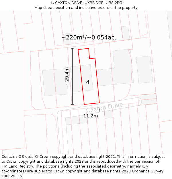 4, CAXTON DRIVE, UXBRIDGE, UB8 2PG: Plot and title map