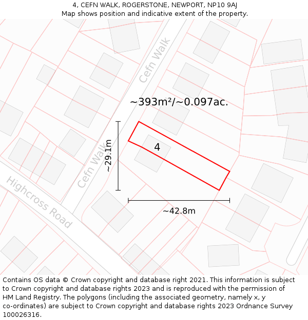 4, CEFN WALK, ROGERSTONE, NEWPORT, NP10 9AJ: Plot and title map