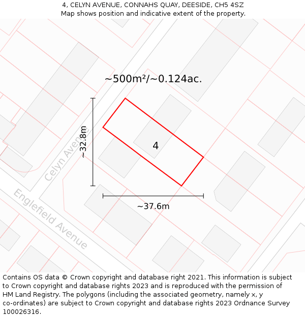 4, CELYN AVENUE, CONNAHS QUAY, DEESIDE, CH5 4SZ: Plot and title map