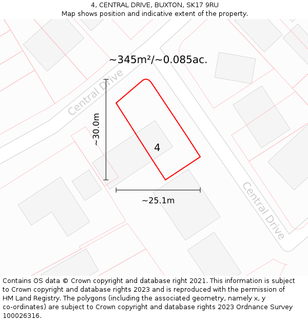4, CENTRAL DRIVE, BUXTON, SK17 9RU: Plot and title map