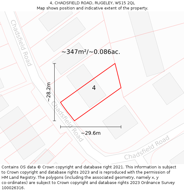 4, CHADSFIELD ROAD, RUGELEY, WS15 2QL: Plot and title map