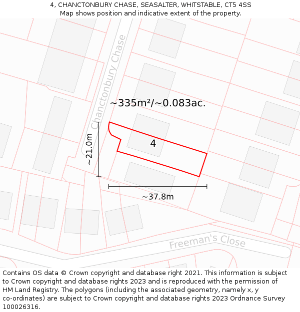 4, CHANCTONBURY CHASE, SEASALTER, WHITSTABLE, CT5 4SS: Plot and title map