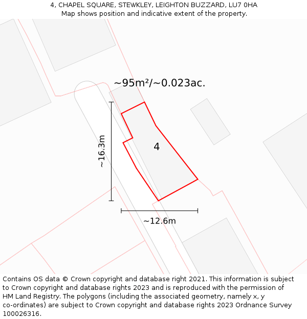 4, CHAPEL SQUARE, STEWKLEY, LEIGHTON BUZZARD, LU7 0HA: Plot and title map