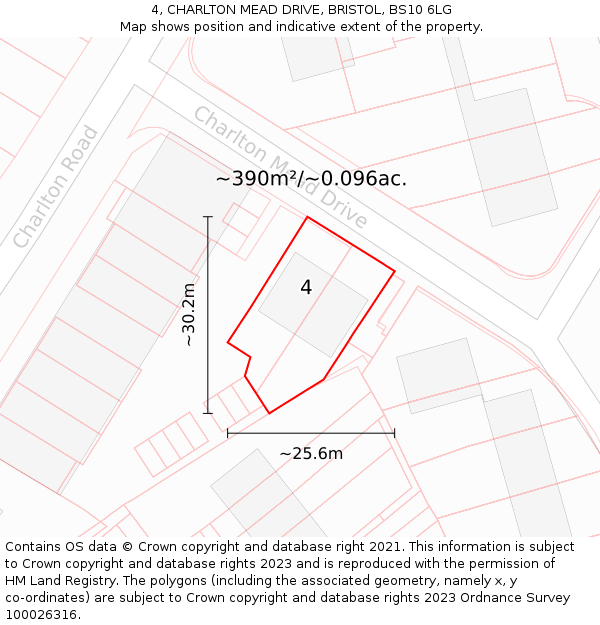 4, CHARLTON MEAD DRIVE, BRISTOL, BS10 6LG: Plot and title map