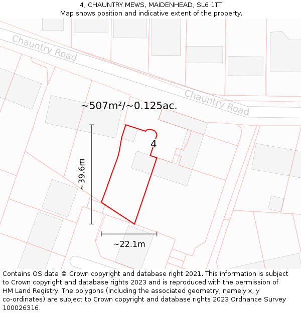 4, CHAUNTRY MEWS, MAIDENHEAD, SL6 1TT: Plot and title map
