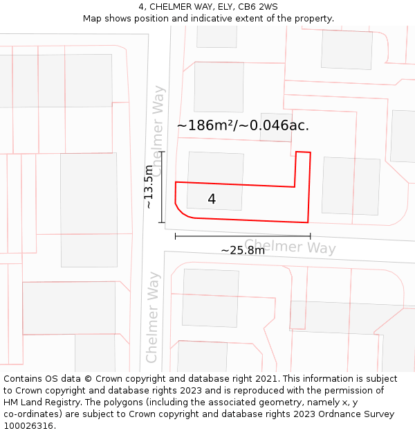 4, CHELMER WAY, ELY, CB6 2WS: Plot and title map