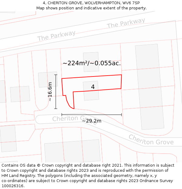 4, CHERITON GROVE, WOLVERHAMPTON, WV6 7SP: Plot and title map