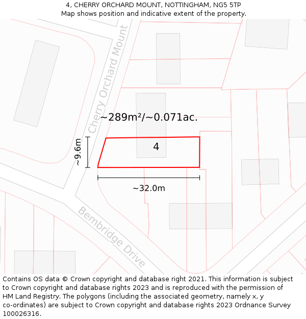 4, CHERRY ORCHARD MOUNT, NOTTINGHAM, NG5 5TP: Plot and title map