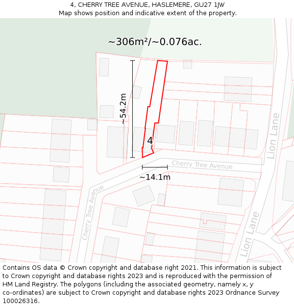 4, CHERRY TREE AVENUE, HASLEMERE, GU27 1JW: Plot and title map