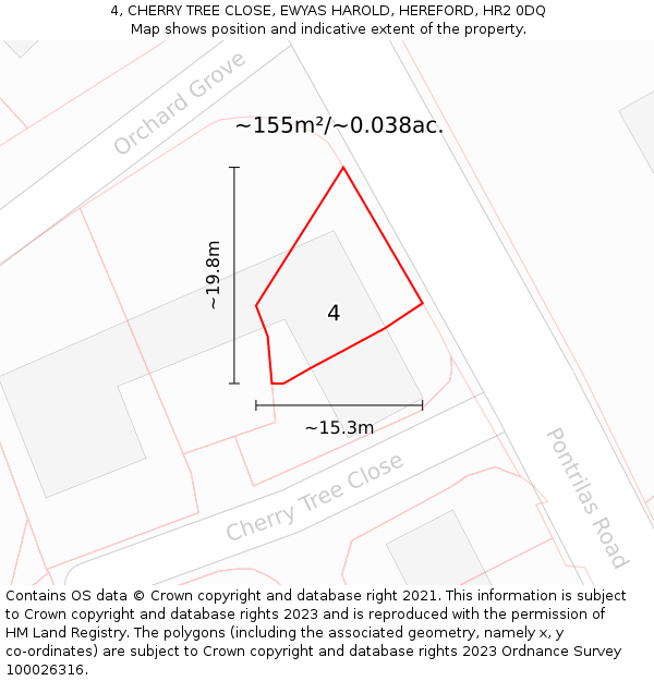 4, CHERRY TREE CLOSE, EWYAS HAROLD, HEREFORD, HR2 0DQ: Plot and title map