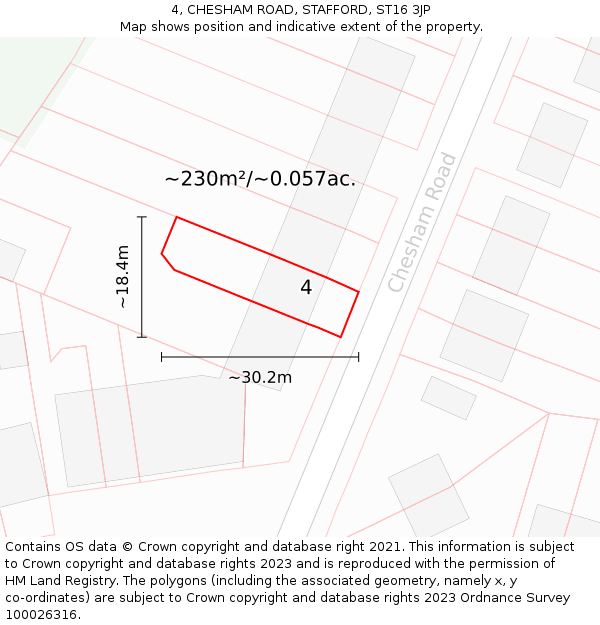 4, CHESHAM ROAD, STAFFORD, ST16 3JP: Plot and title map