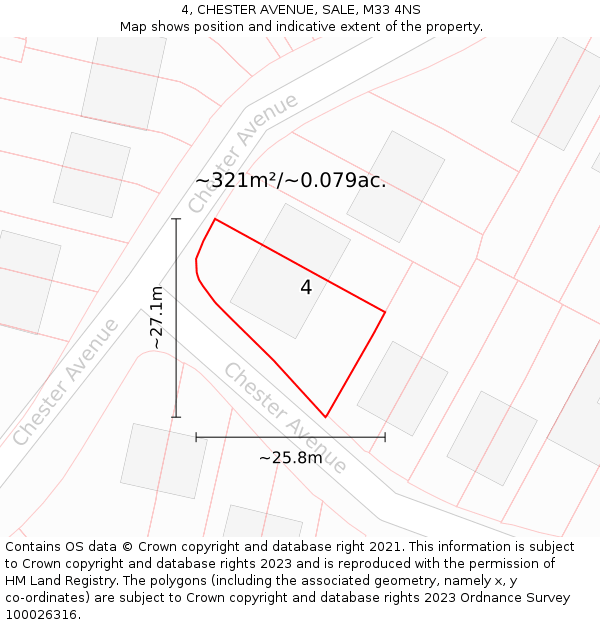4, CHESTER AVENUE, SALE, M33 4NS: Plot and title map