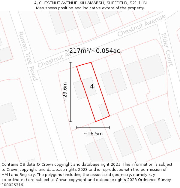 4, CHESTNUT AVENUE, KILLAMARSH, SHEFFIELD, S21 1HN: Plot and title map
