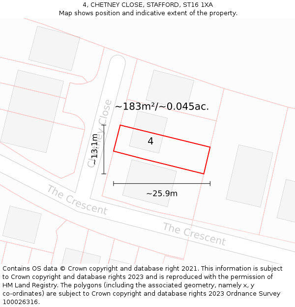 4, CHETNEY CLOSE, STAFFORD, ST16 1XA: Plot and title map