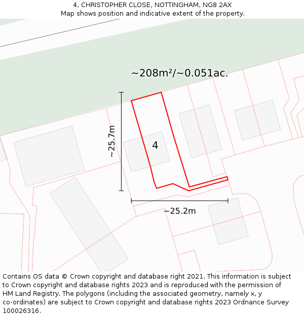 4, CHRISTOPHER CLOSE, NOTTINGHAM, NG8 2AX: Plot and title map