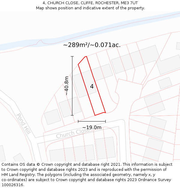 4, CHURCH CLOSE, CLIFFE, ROCHESTER, ME3 7UT: Plot and title map