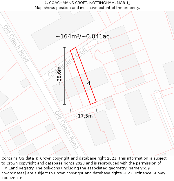 4, COACHMANS CROFT, NOTTINGHAM, NG8 1JJ: Plot and title map
