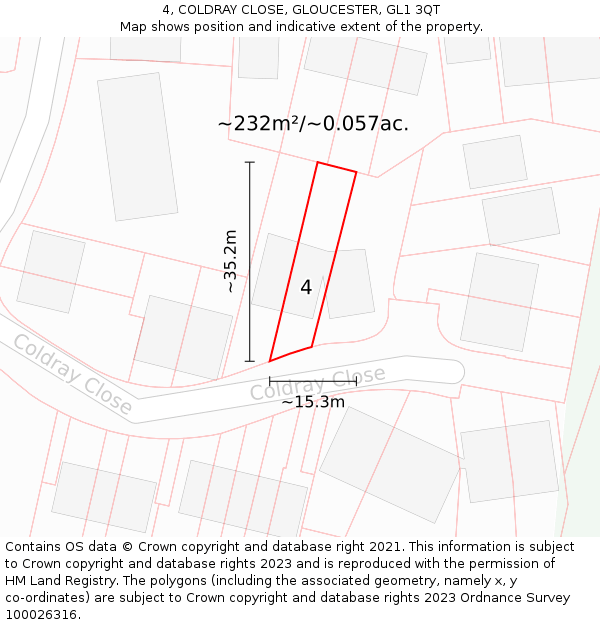 4, COLDRAY CLOSE, GLOUCESTER, GL1 3QT: Plot and title map