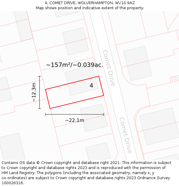 4, COMET DRIVE, WOLVERHAMPTON, WV10 9AZ: Plot and title map
