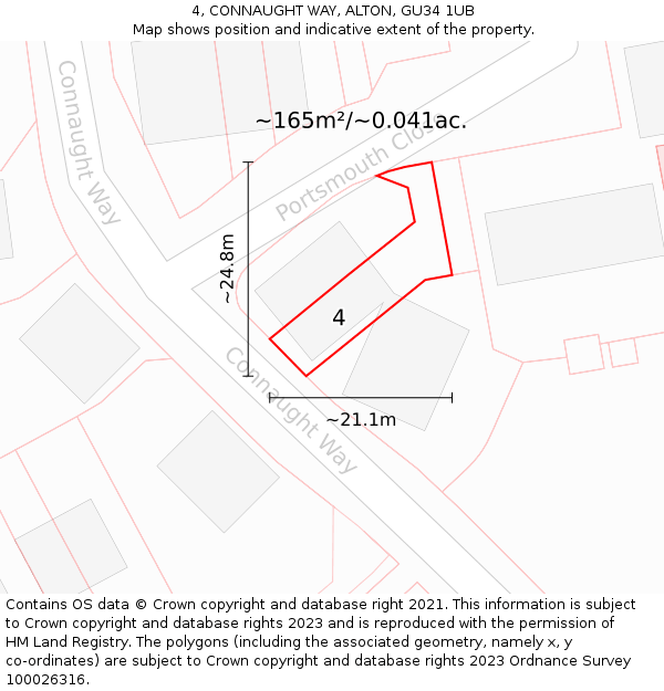 4, CONNAUGHT WAY, ALTON, GU34 1UB: Plot and title map