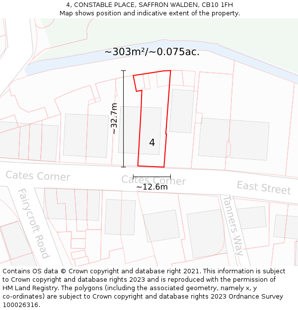 4, CONSTABLE PLACE, SAFFRON WALDEN, CB10 1FH: Plot and title map