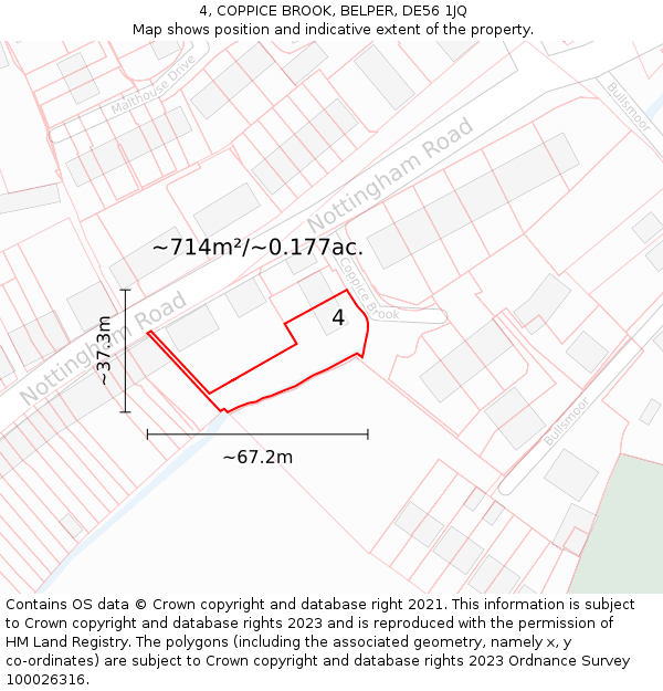 4, COPPICE BROOK, BELPER, DE56 1JQ: Plot and title map