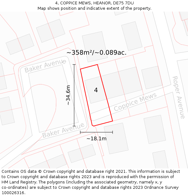 4, COPPICE MEWS, HEANOR, DE75 7DU: Plot and title map