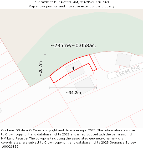 4, COPSE END, CAVERSHAM, READING, RG4 6AB: Plot and title map