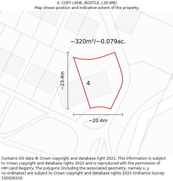4, COPY LANE, BOOTLE, L30 8RD: Plot and title map