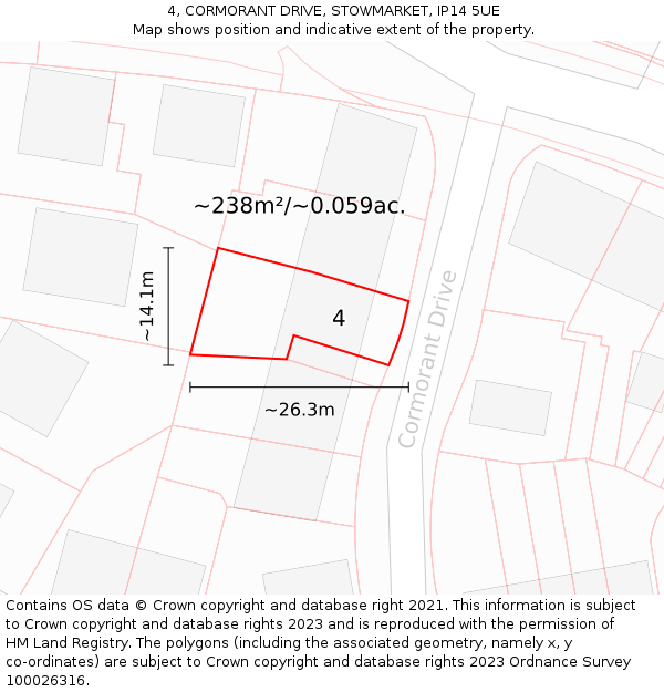 4, CORMORANT DRIVE, STOWMARKET, IP14 5UE: Plot and title map