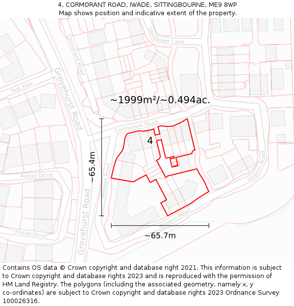 4, CORMORANT ROAD, IWADE, SITTINGBOURNE, ME9 8WP: Plot and title map