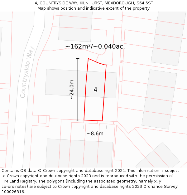 4, COUNTRYSIDE WAY, KILNHURST, MEXBOROUGH, S64 5ST: Plot and title map