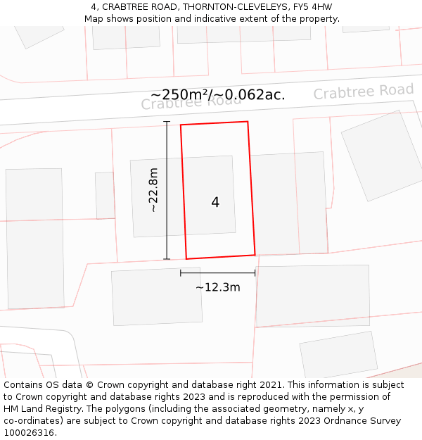 4, CRABTREE ROAD, THORNTON-CLEVELEYS, FY5 4HW: Plot and title map