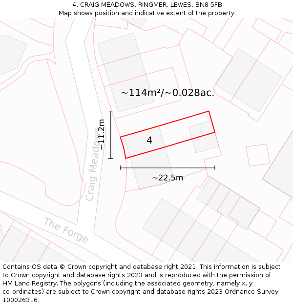 4, CRAIG MEADOWS, RINGMER, LEWES, BN8 5FB: Plot and title map