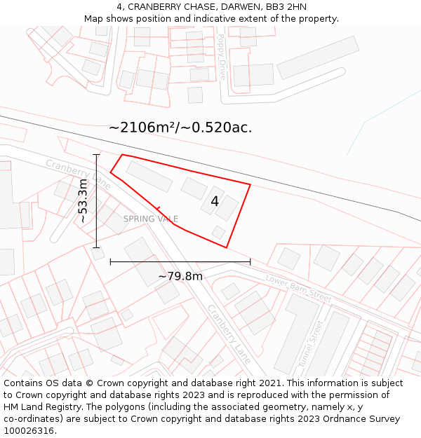 4, CRANBERRY CHASE, DARWEN, BB3 2HN: Plot and title map
