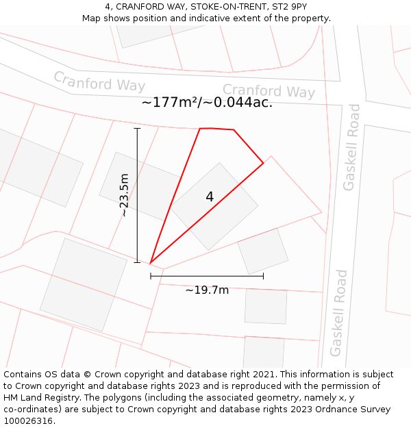 4, CRANFORD WAY, STOKE-ON-TRENT, ST2 9PY: Plot and title map