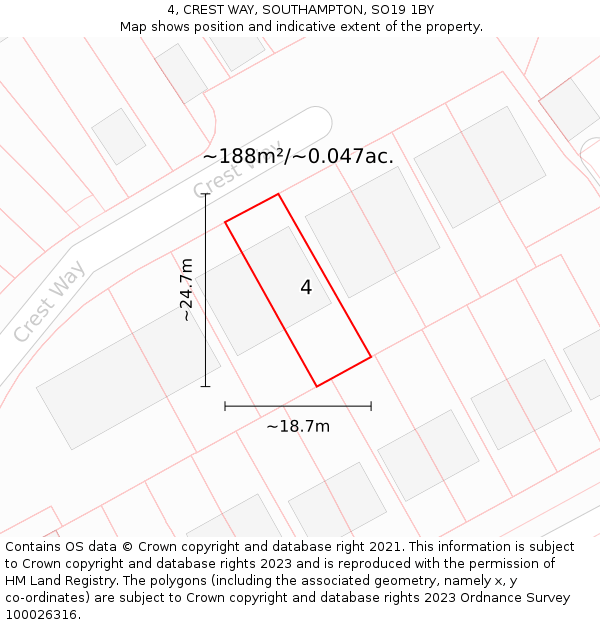 4, CREST WAY, SOUTHAMPTON, SO19 1BY: Plot and title map