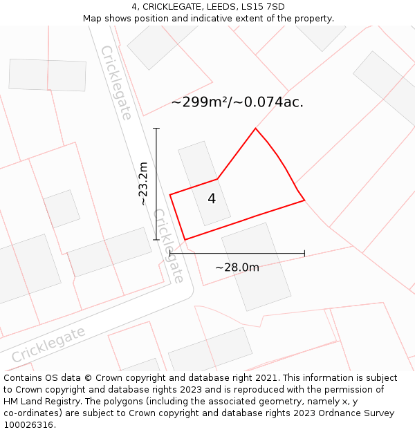 4, CRICKLEGATE, LEEDS, LS15 7SD: Plot and title map