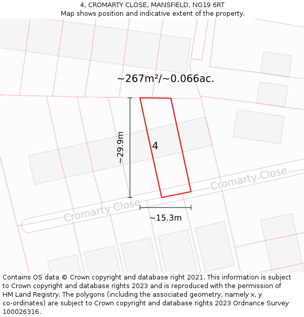 4, CROMARTY CLOSE, MANSFIELD, NG19 6RT: Plot and title map