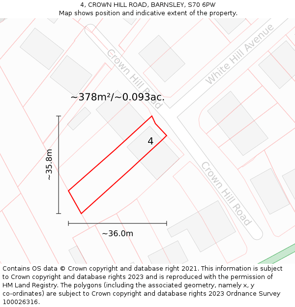 4, CROWN HILL ROAD, BARNSLEY, S70 6PW: Plot and title map