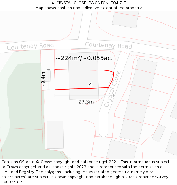 4, CRYSTAL CLOSE, PAIGNTON, TQ4 7LF: Plot and title map