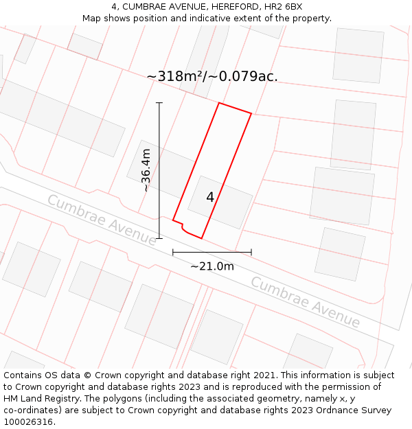 4, CUMBRAE AVENUE, HEREFORD, HR2 6BX: Plot and title map