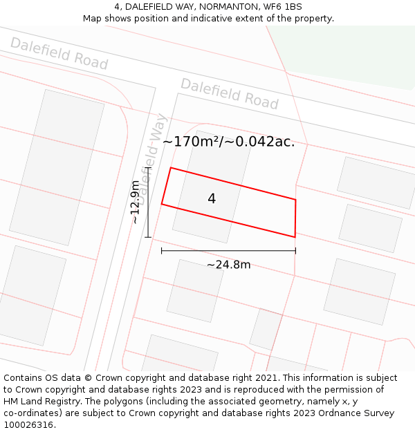 4, DALEFIELD WAY, NORMANTON, WF6 1BS: Plot and title map
