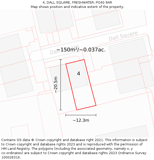4, DALL SQUARE, FRESHWATER, PO40 9AR: Plot and title map
