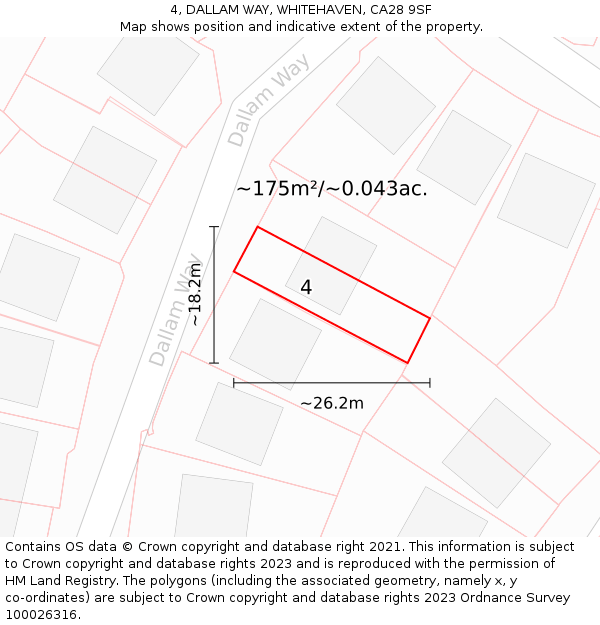 4, DALLAM WAY, WHITEHAVEN, CA28 9SF: Plot and title map
